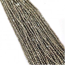 Natural Pyrite 2-2.5mm round facet beads strand